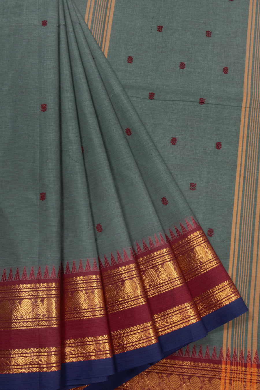 Grey Handloom Kanchi Cotton Saree