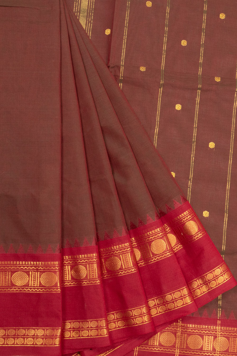 Maroon Handloom Kanchi Cotton Saree