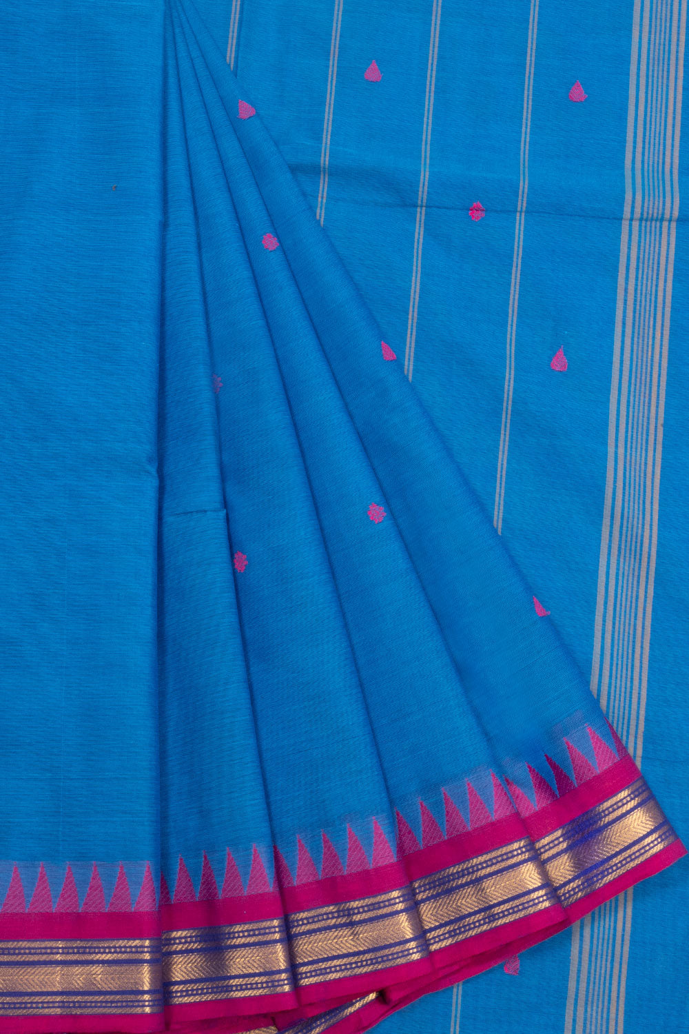 Blue Handloom Kanchi Cotton Saree