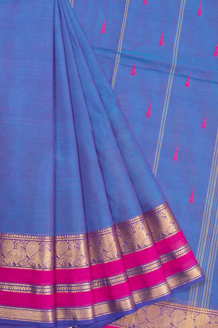 Blue Handloom Kanchi Cotton Saree