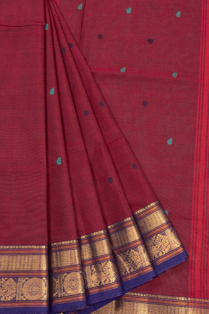 Maroon Handloom Kanchi Cotton Saree