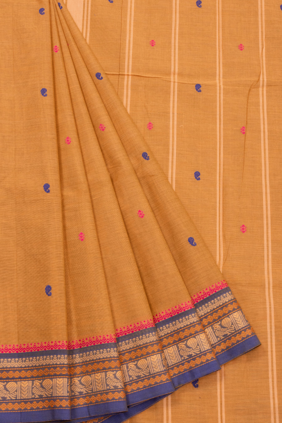 Brown Handloom Kanchi Cotton Saree 