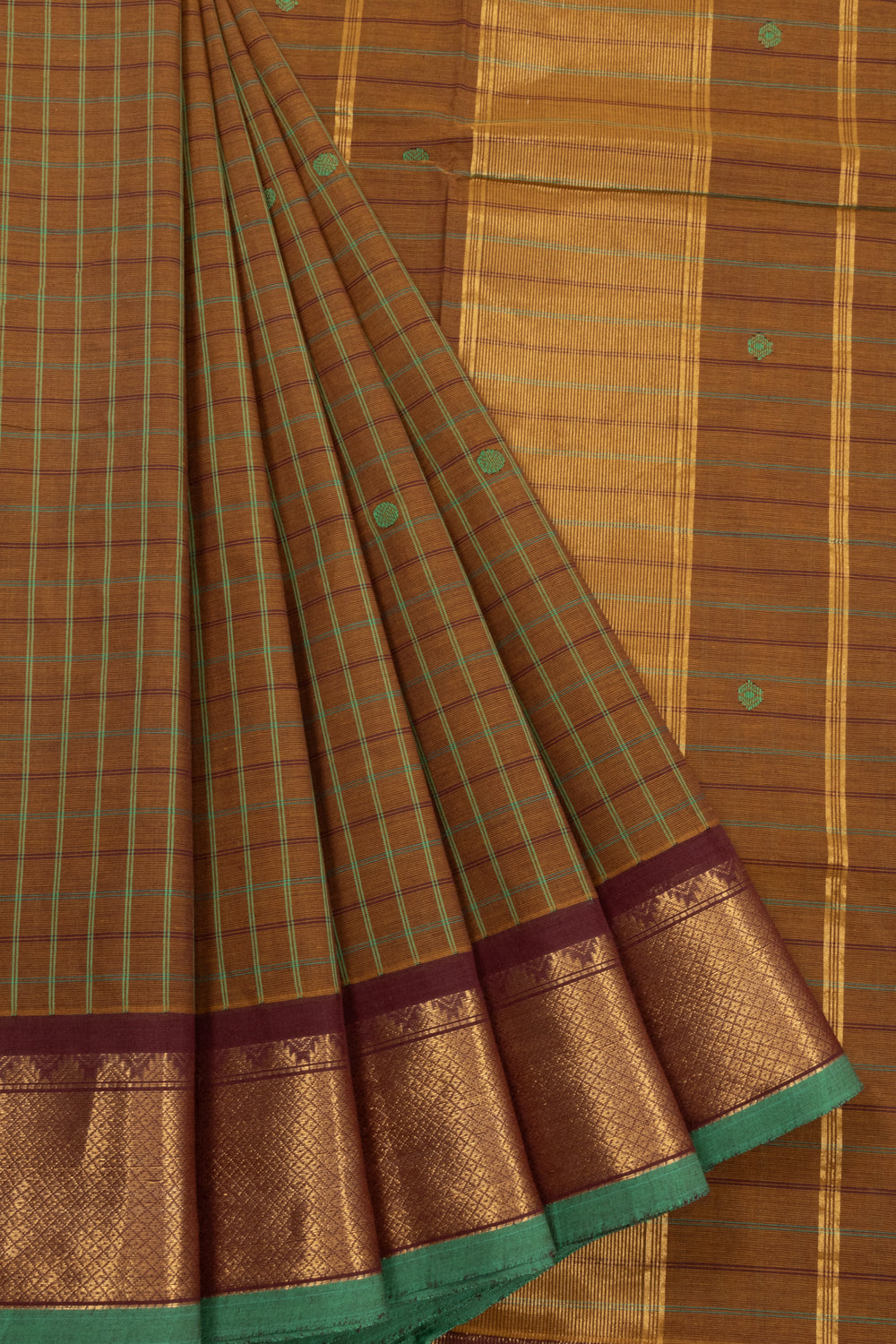 Brown Handloom Kanchi Cotton Saree