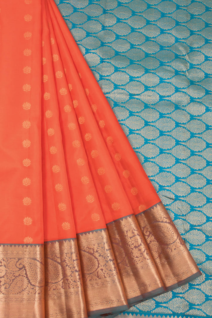 Orange Pure Silk Kanjivaram Saree 10071869