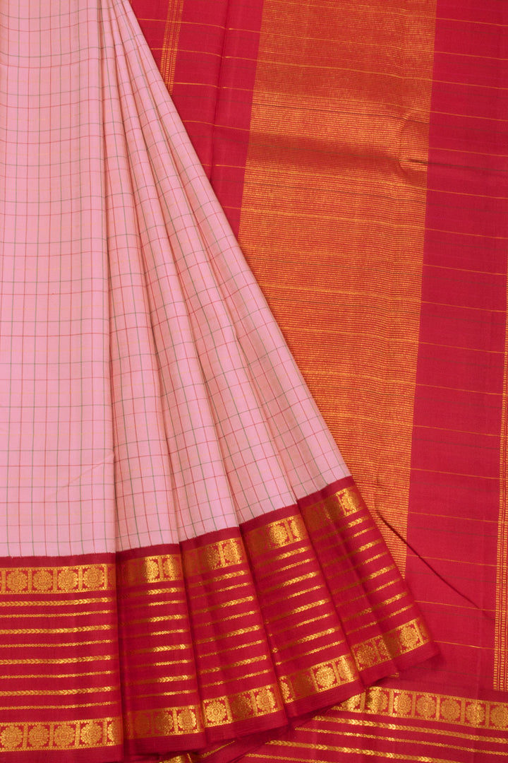 Pink Korvai Kanjivaram Silk Saree