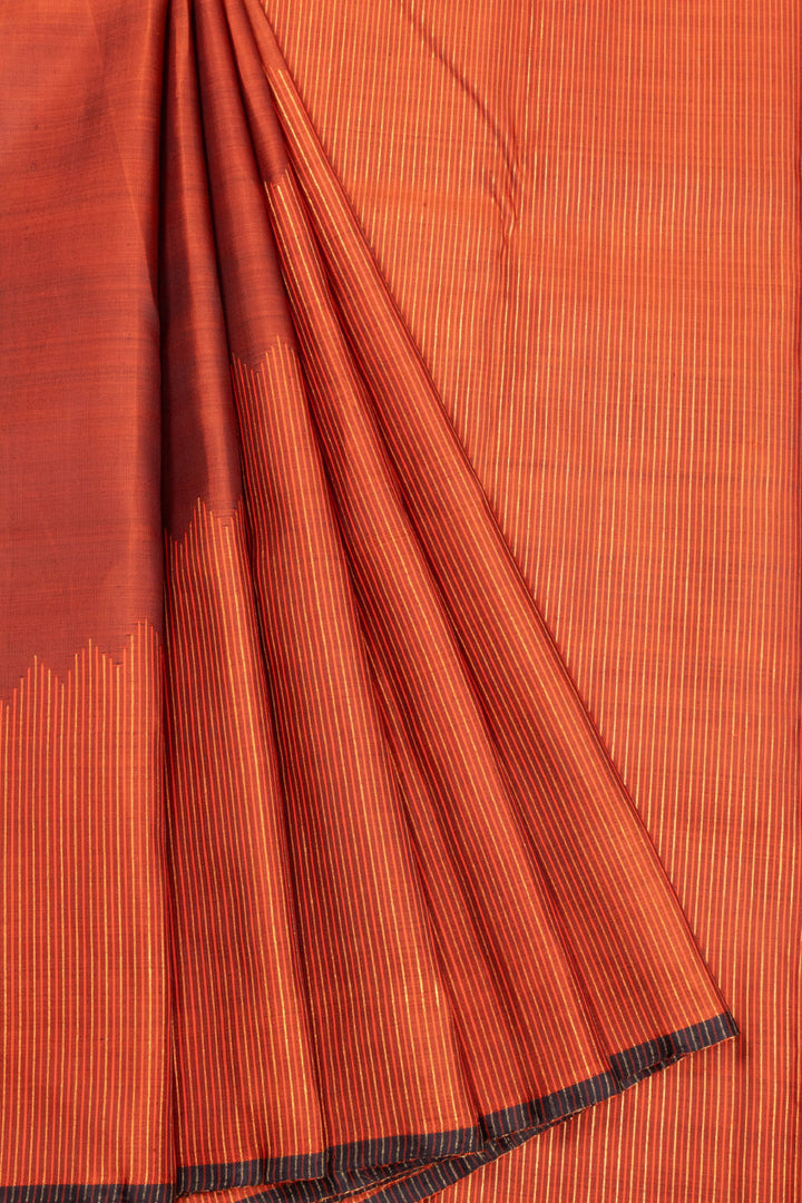 Brown Handloom Rising Border Kanjivaram Silk Saree