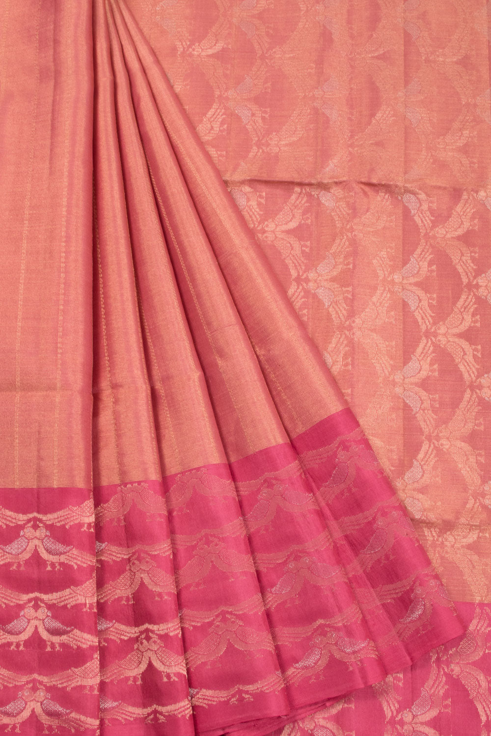 Peach Kanjivaram Soft Silk Saree