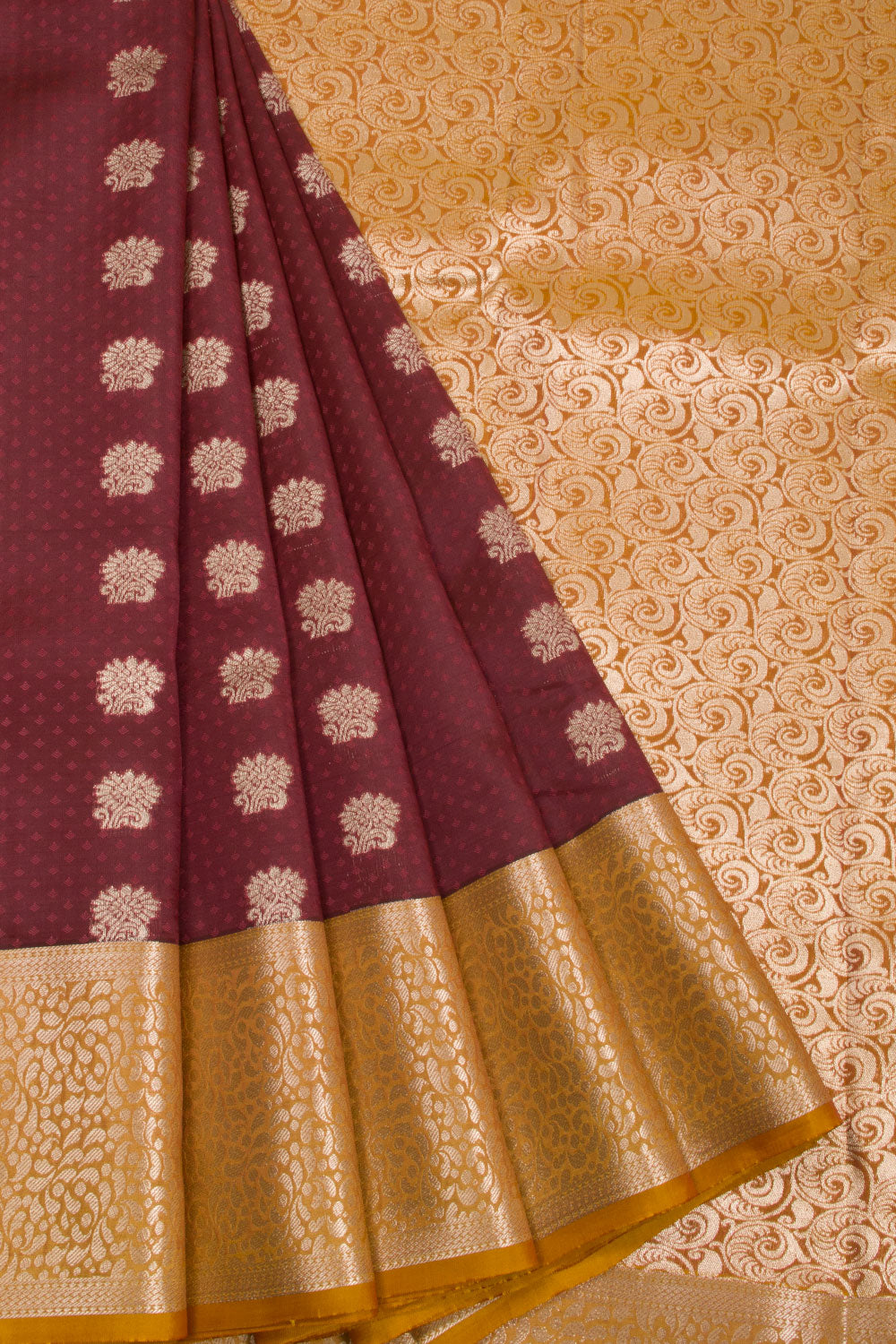 Brown Kanjivaram Blended Silk Saree