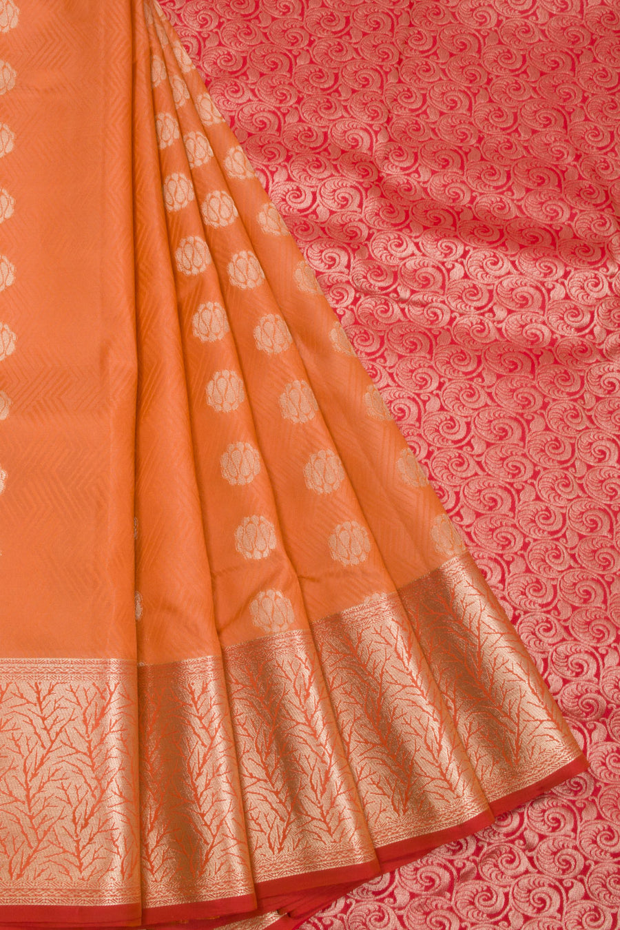 Orange Kanjivaram Blended Silk Saree