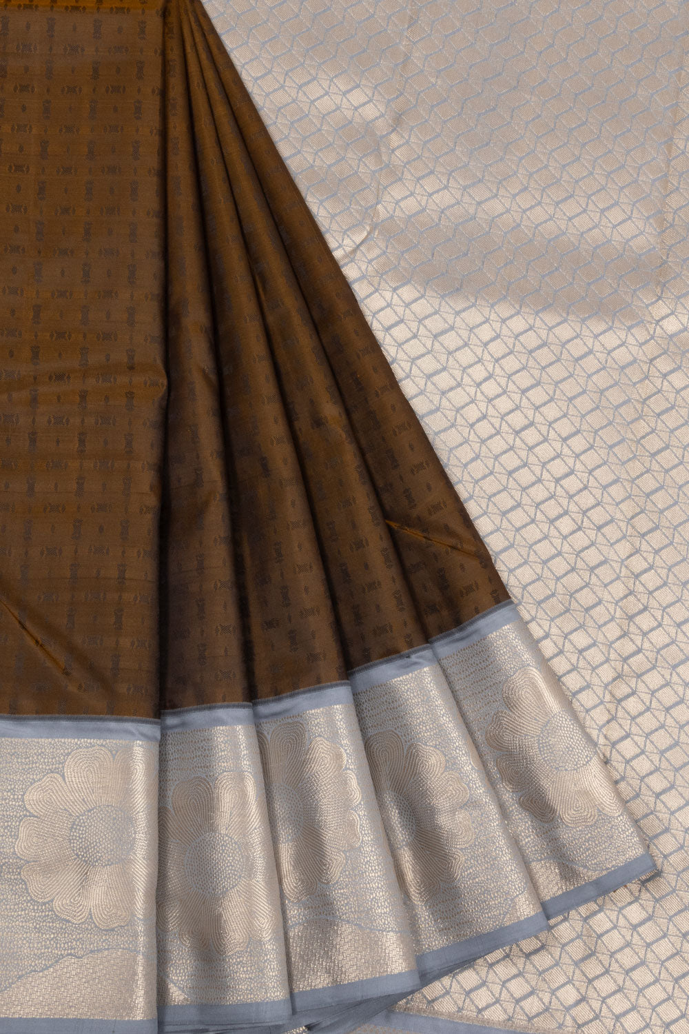 Brown Kanjivaram Blended Silk Saree