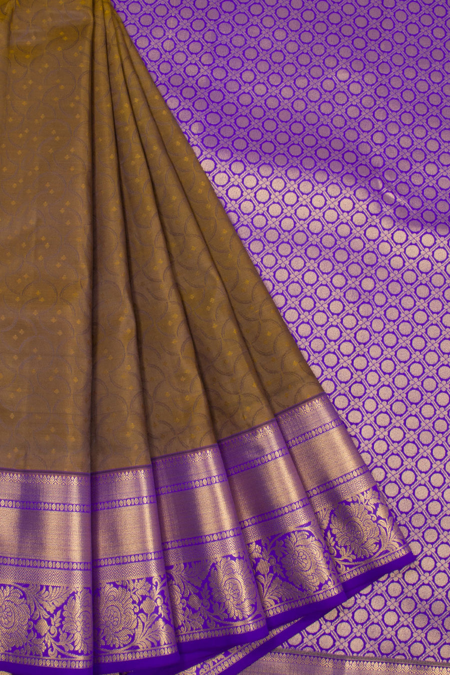 Brown Kanjivaram Blended Silk Saree