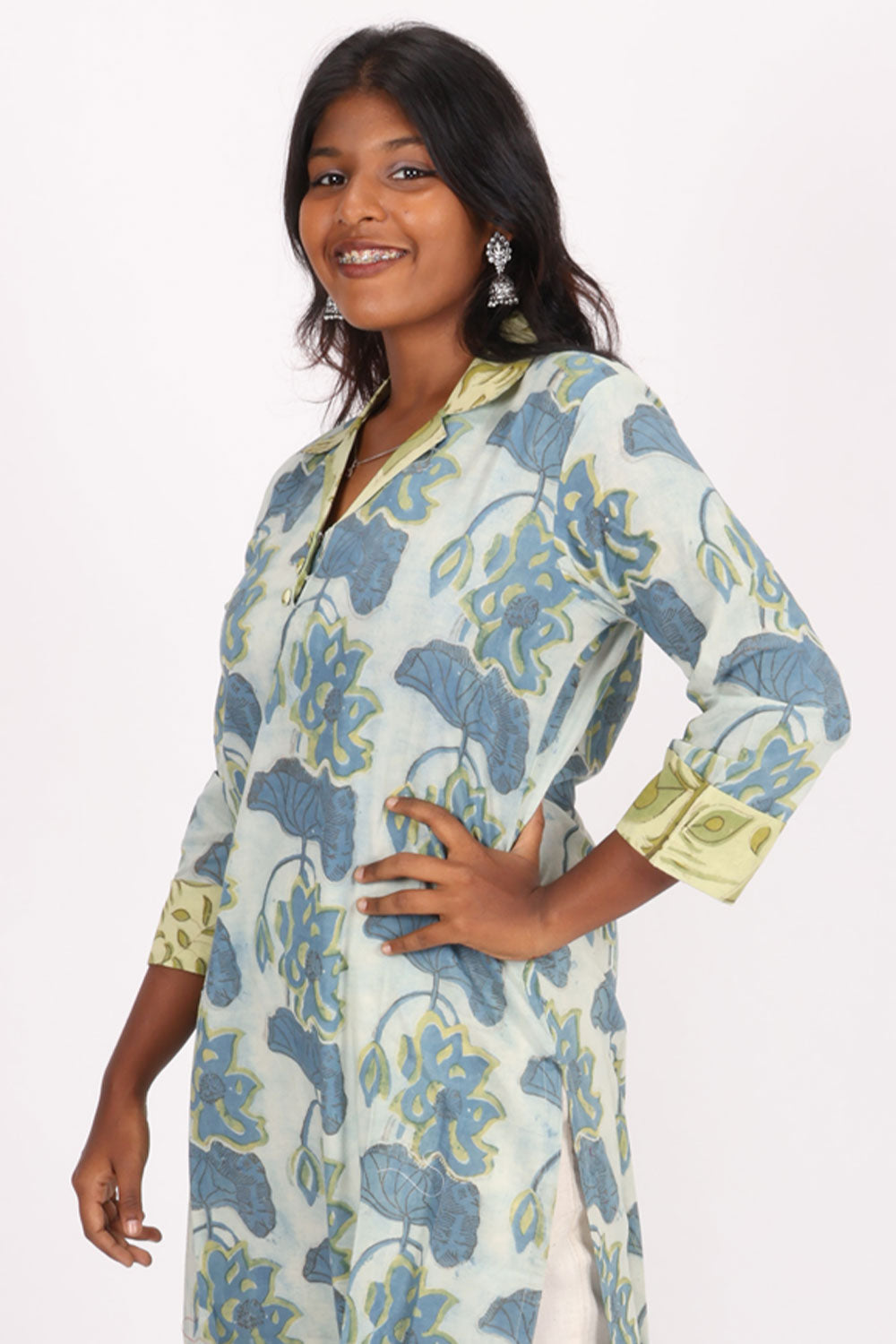 Blue Handblock Vanaspati Printed Cotton Kurta