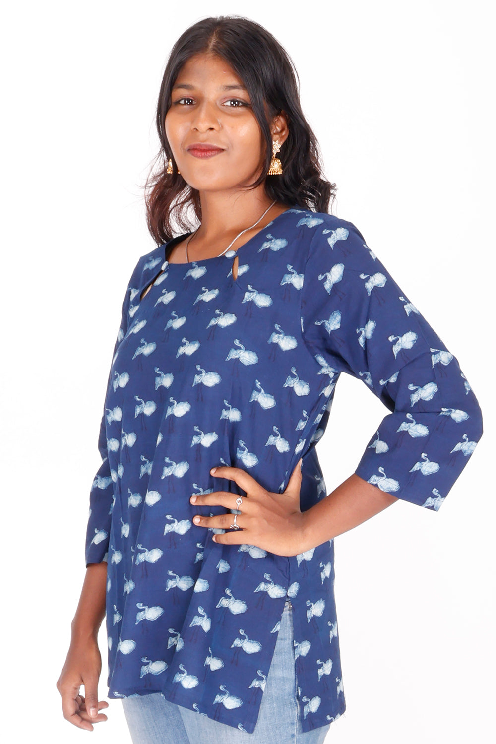 Indigo Hand Block Printed Cotton Kurta