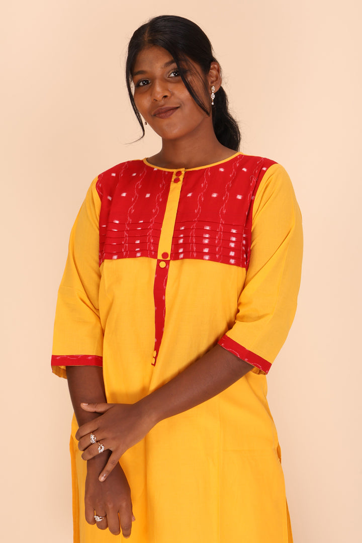 Handcrafted Ikat Cotton Kurta 10018106