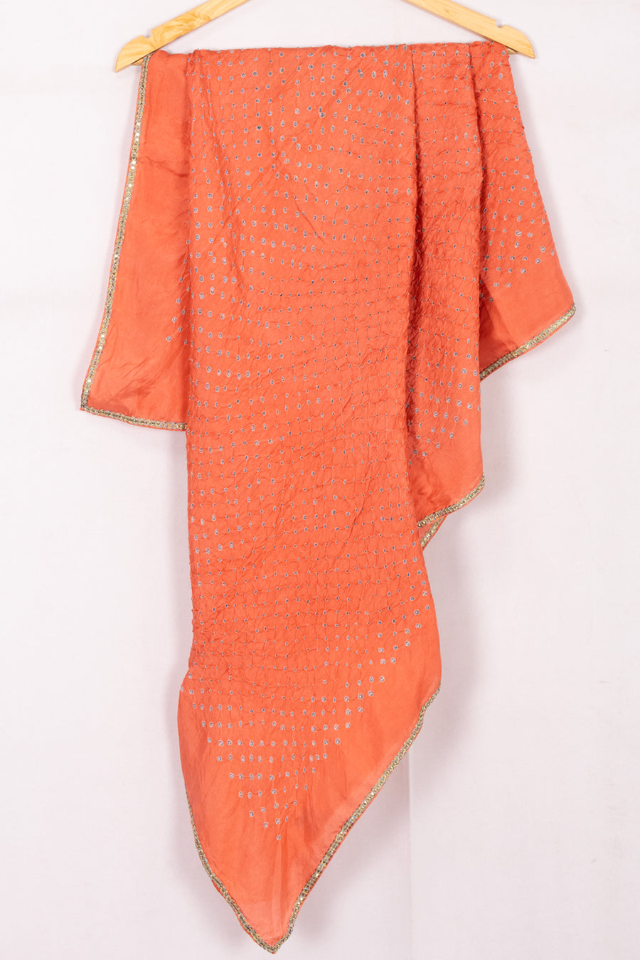 Peach Bandhani Mulberry Silk Dupattas 10072123