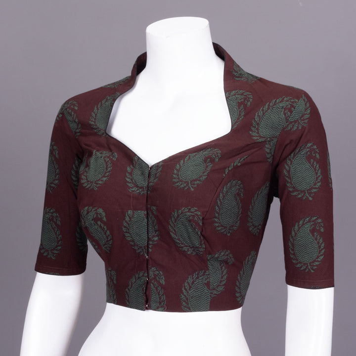 Maroon Bagh Printed Cotton Blouse 10072221