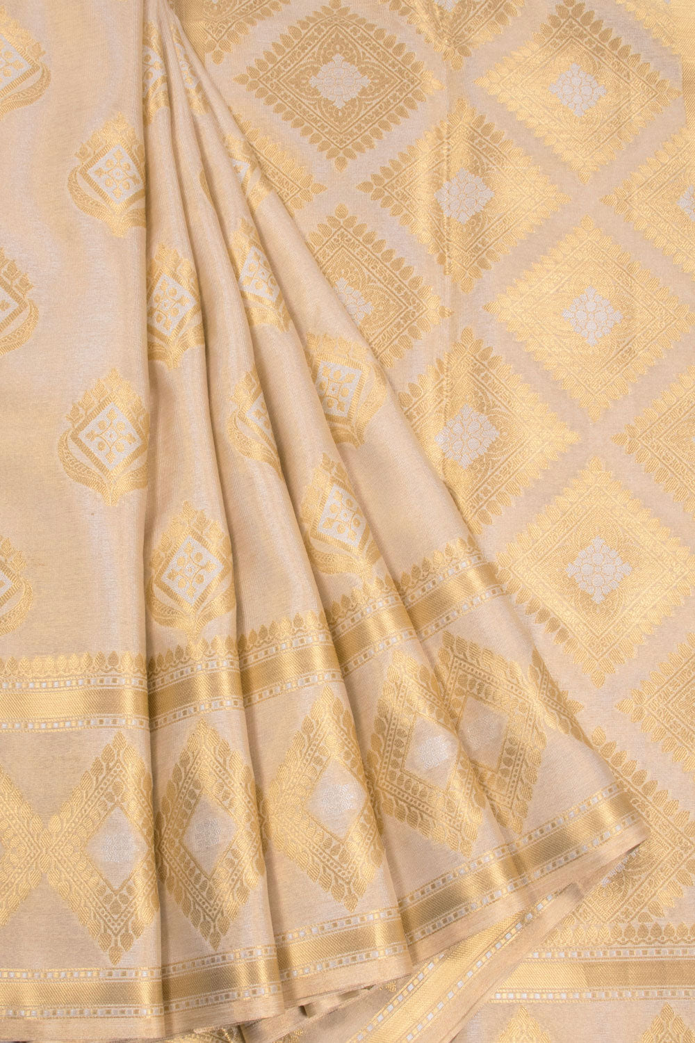 Cream Banarasi Tissue Silk Saree 10072277