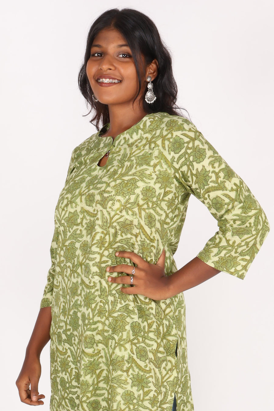 Green Handblock Vanaspathi Printed Cotton Kurta