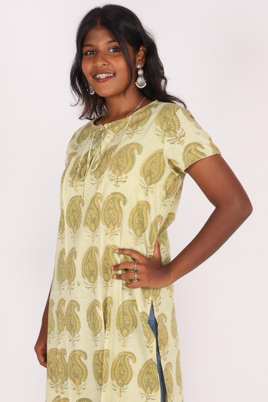 Green Handblock Vanaspathi Printed Cotton Kurta