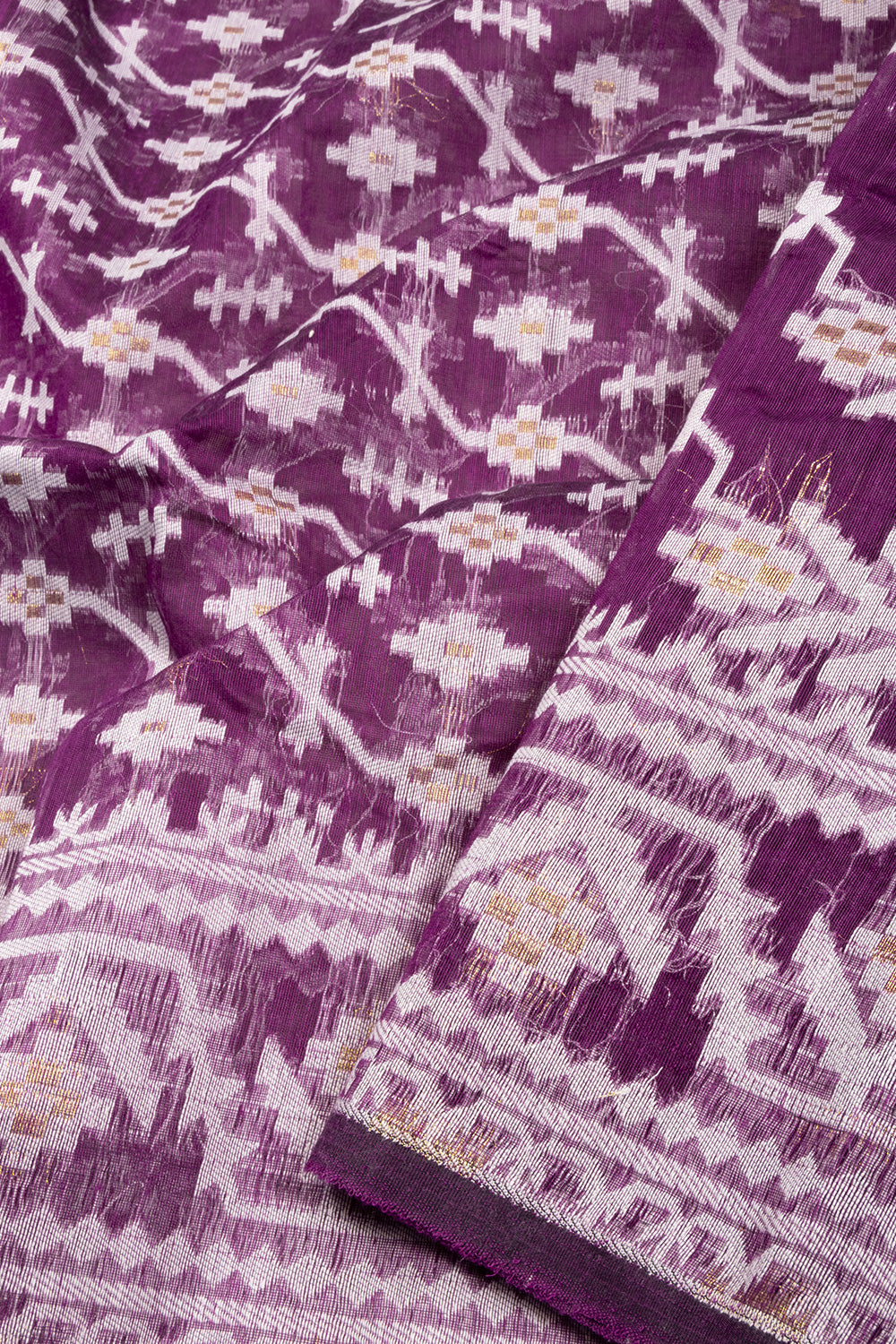 Violet Handloom Jamdani Style Cotton Saree