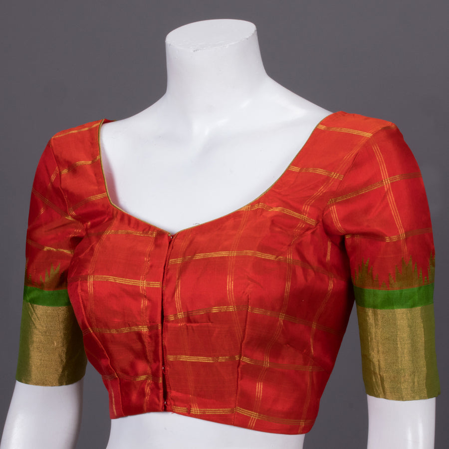 Red Gadwal Silk Blouse 10072442