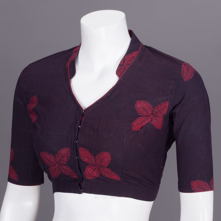 Maroon Indigo Printed Cotton Blouse 10072460