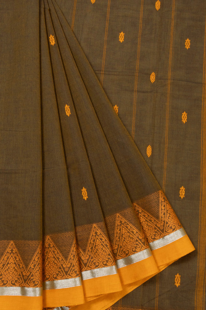 Brown Handloom Chettinad Cotton Saree 10072602