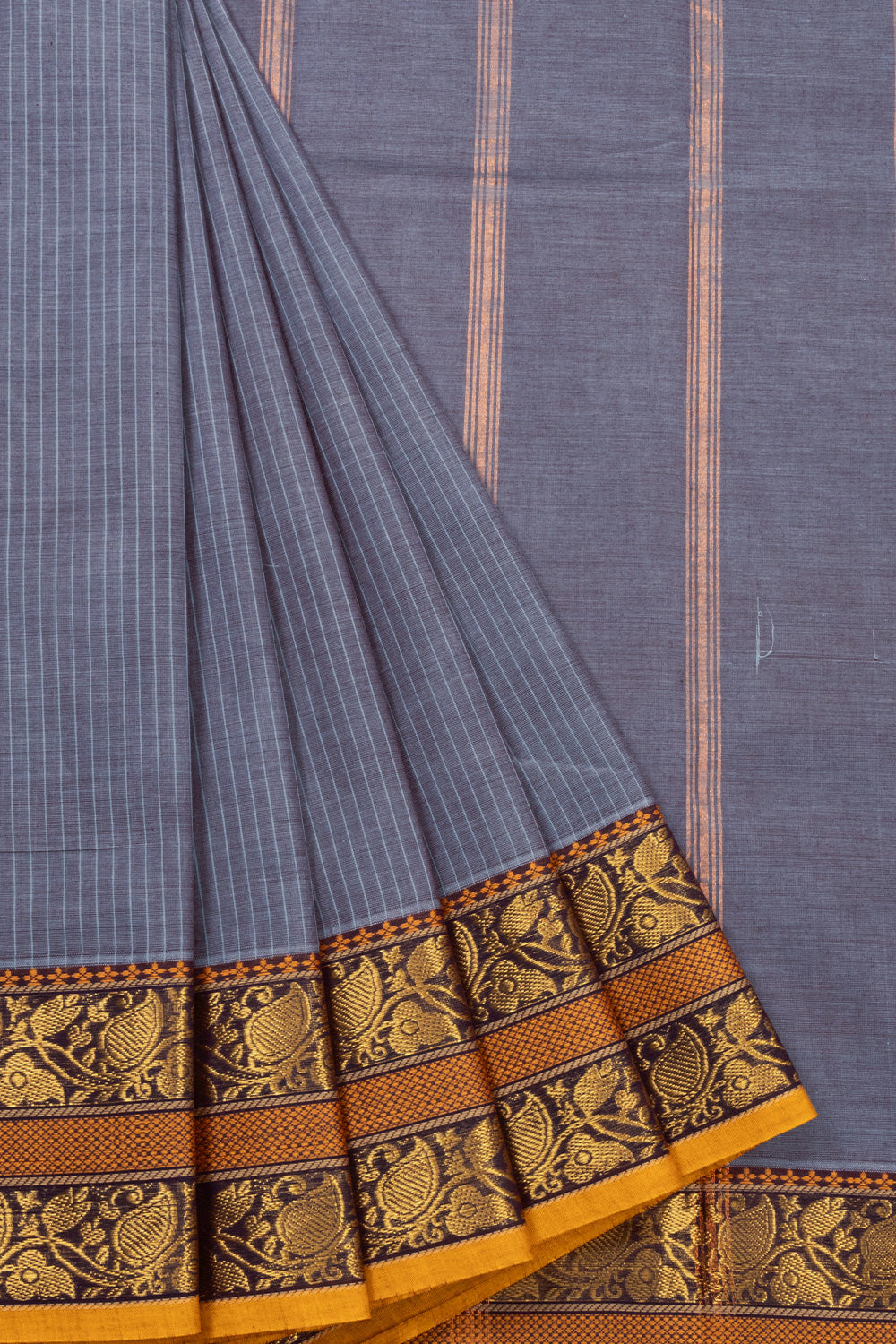 Grey Handloom Chettinad Cotton Saree 10072609