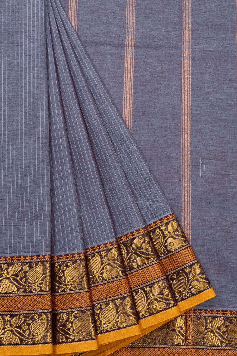 Grey Handloom Chettinad Cotton Saree 10072609