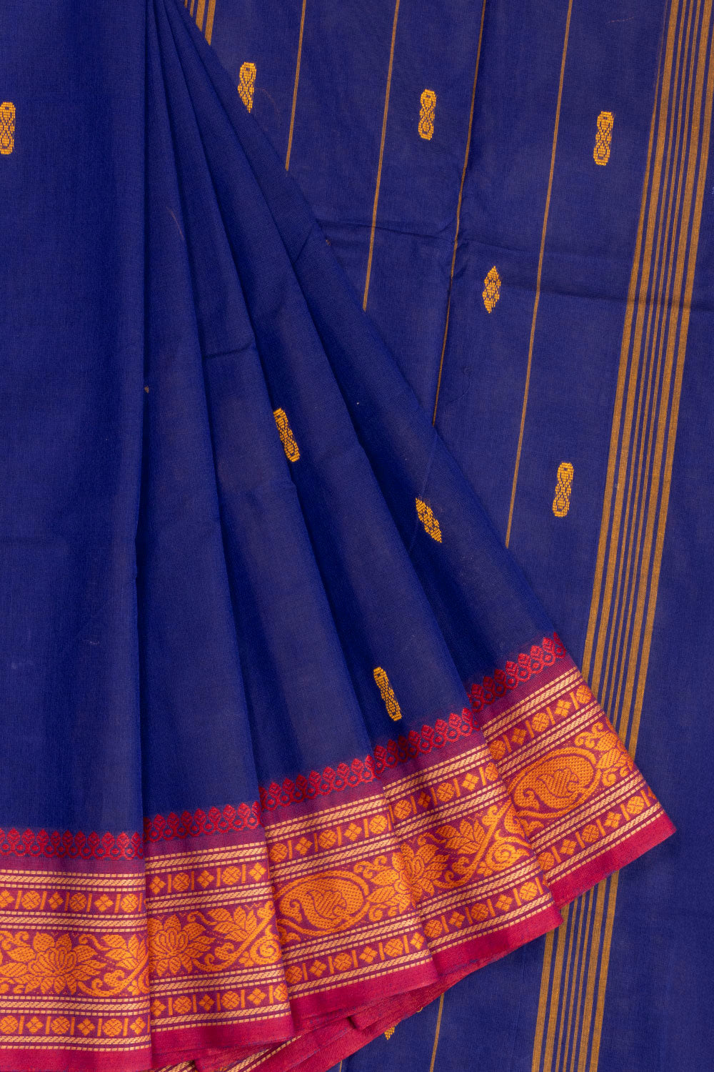 Blue Handloom Chettinad Cotton Saree 10072693