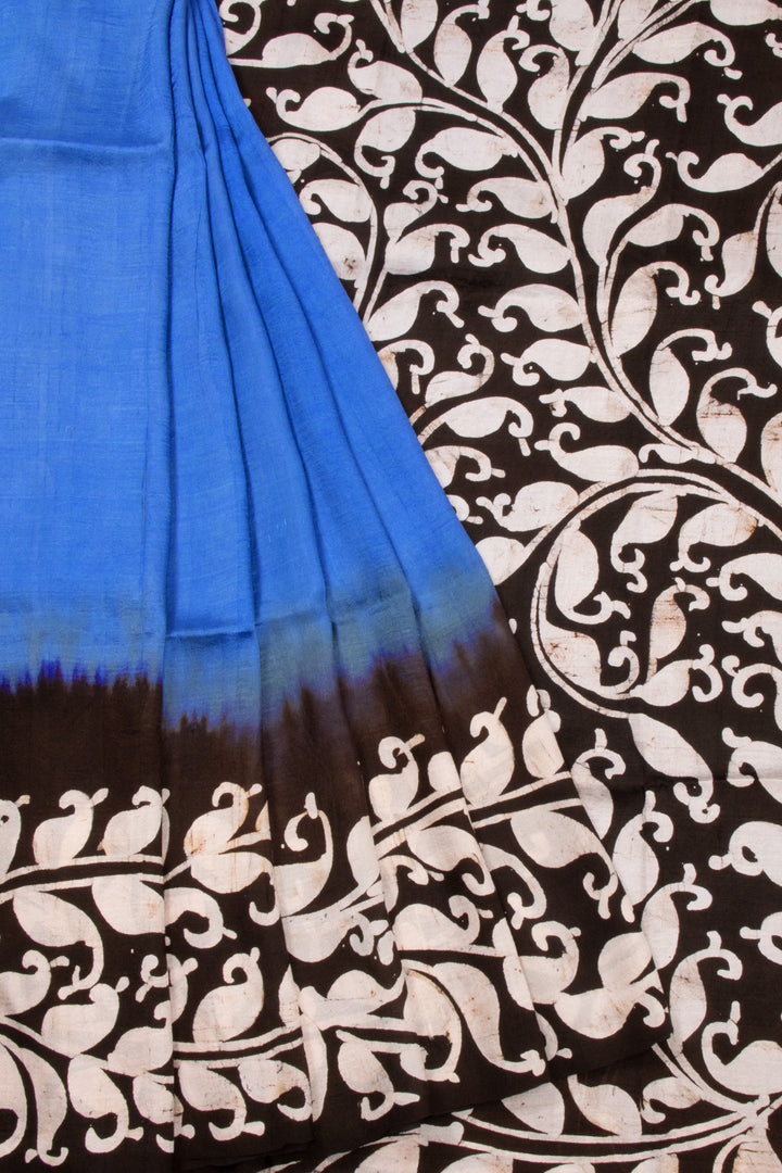 Black Batik Printed Silk Saree 10072742