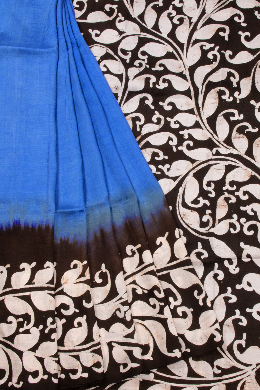 Blue Batik Mulberry Silk Saree 10072742