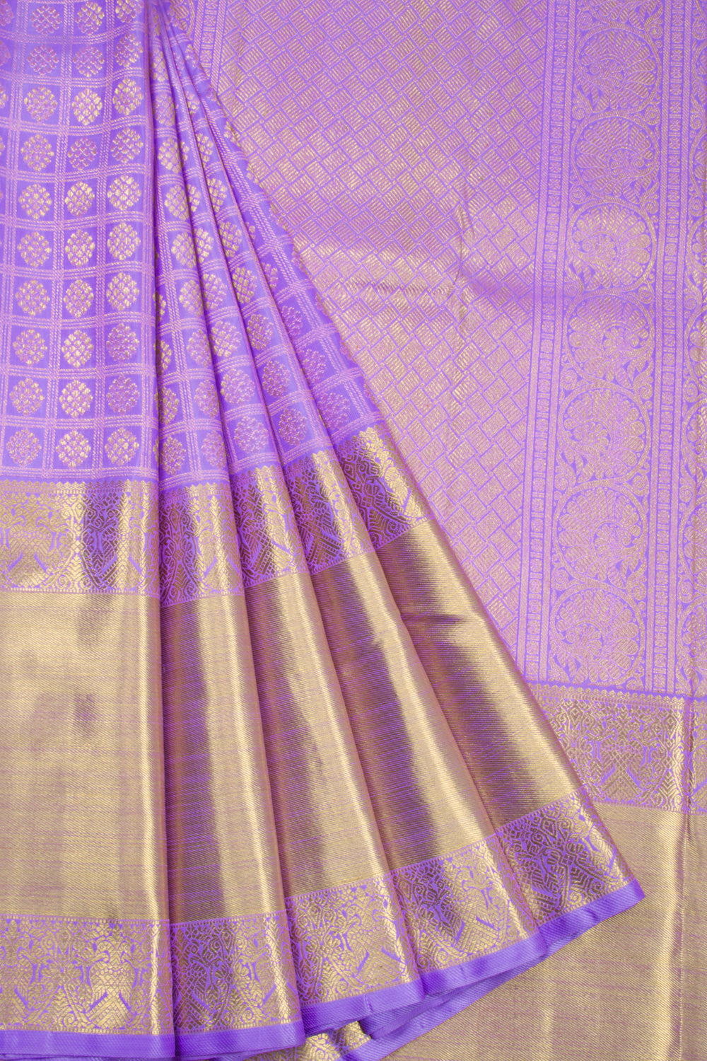 Lavender Pure Zari Bridal Kanjivaram Silk Saree 10072744