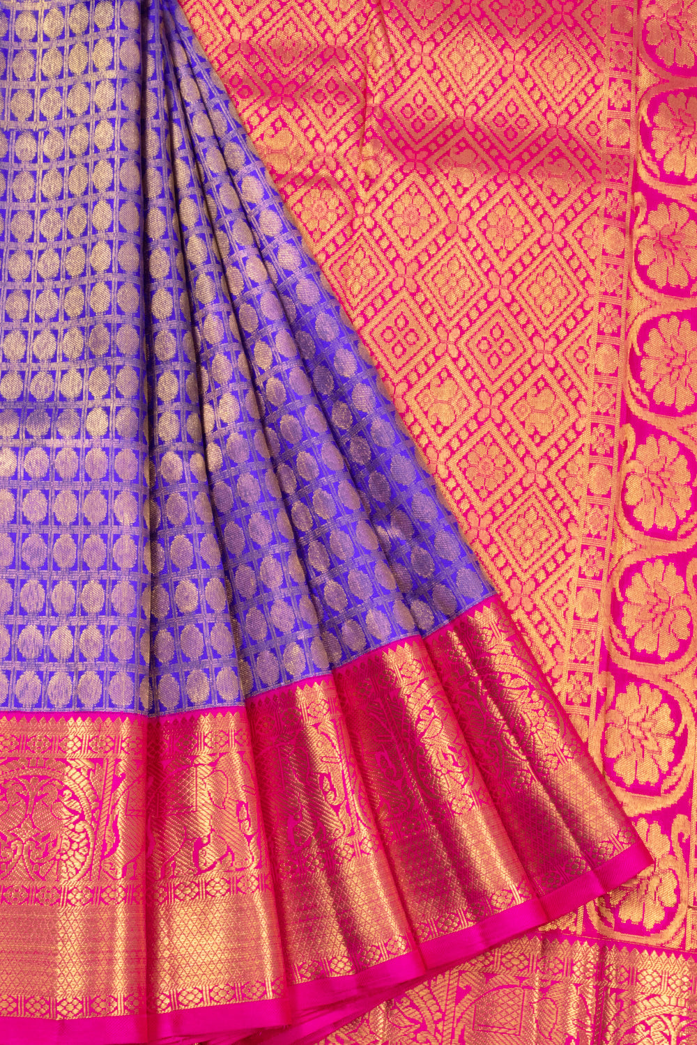 Purple Korvai Bridal Kanjivaram Silk Saree 10072746