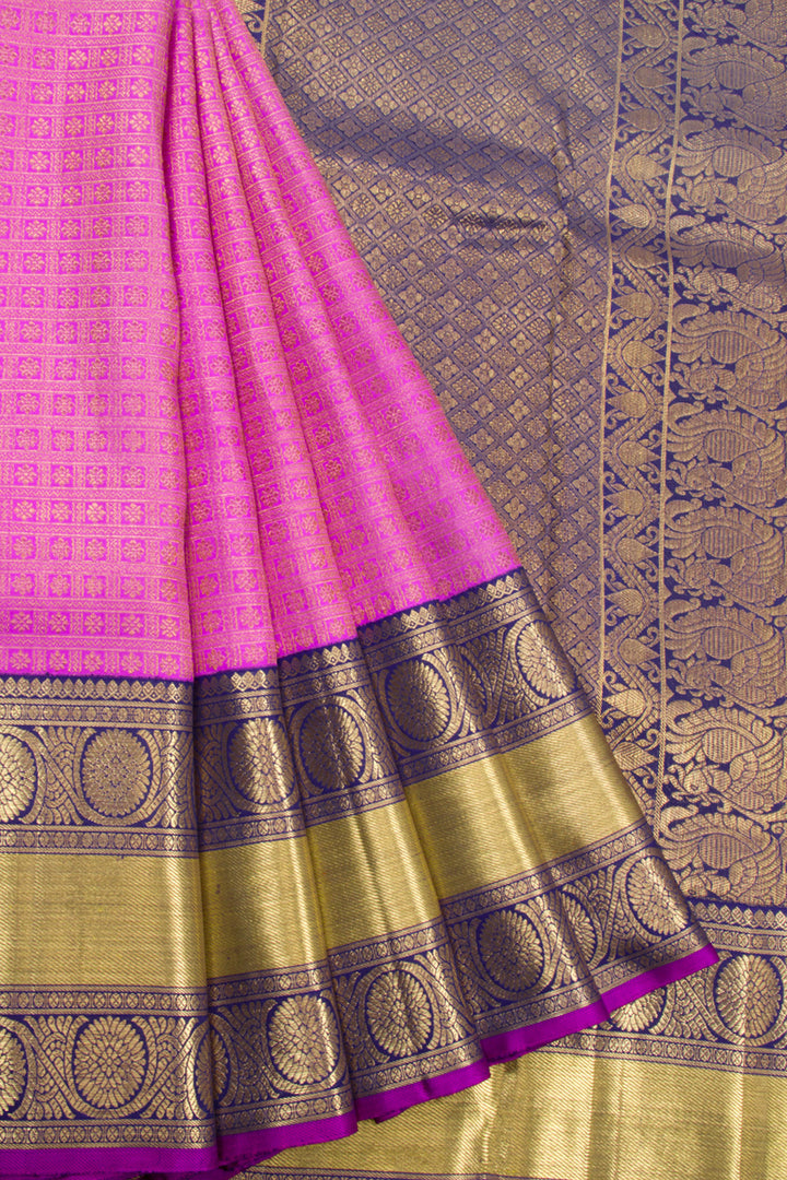 Pink Pure Zari Korvai Bridal Kanjivaram Silk Saree 10072751