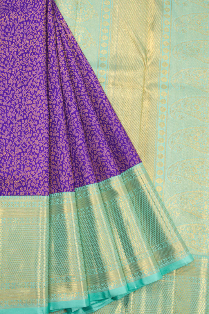 Purple Pure Zari Korvai Bridal Kanjivaram Silk Saree 10072752