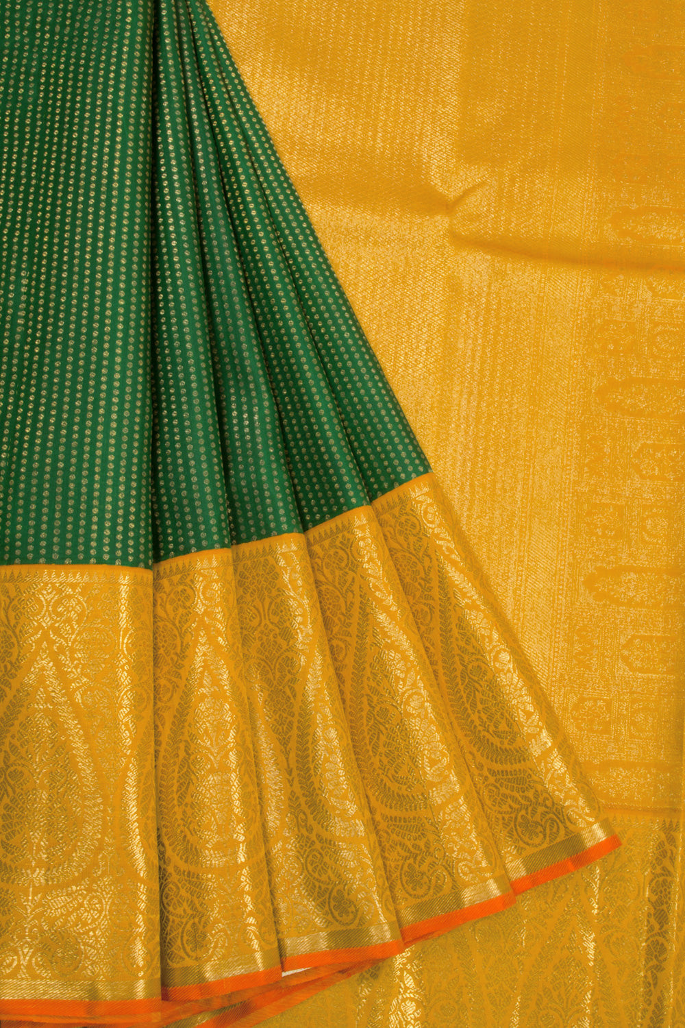 Green Pure Zari Korvai Bridal Kanjivaram Silk Saree 10072754