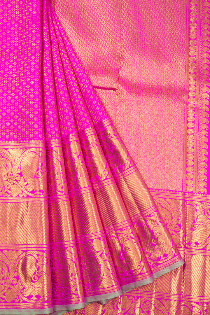 Rani Pink Pure Zari Bridal Kanjivaram Silk Saree 10072755