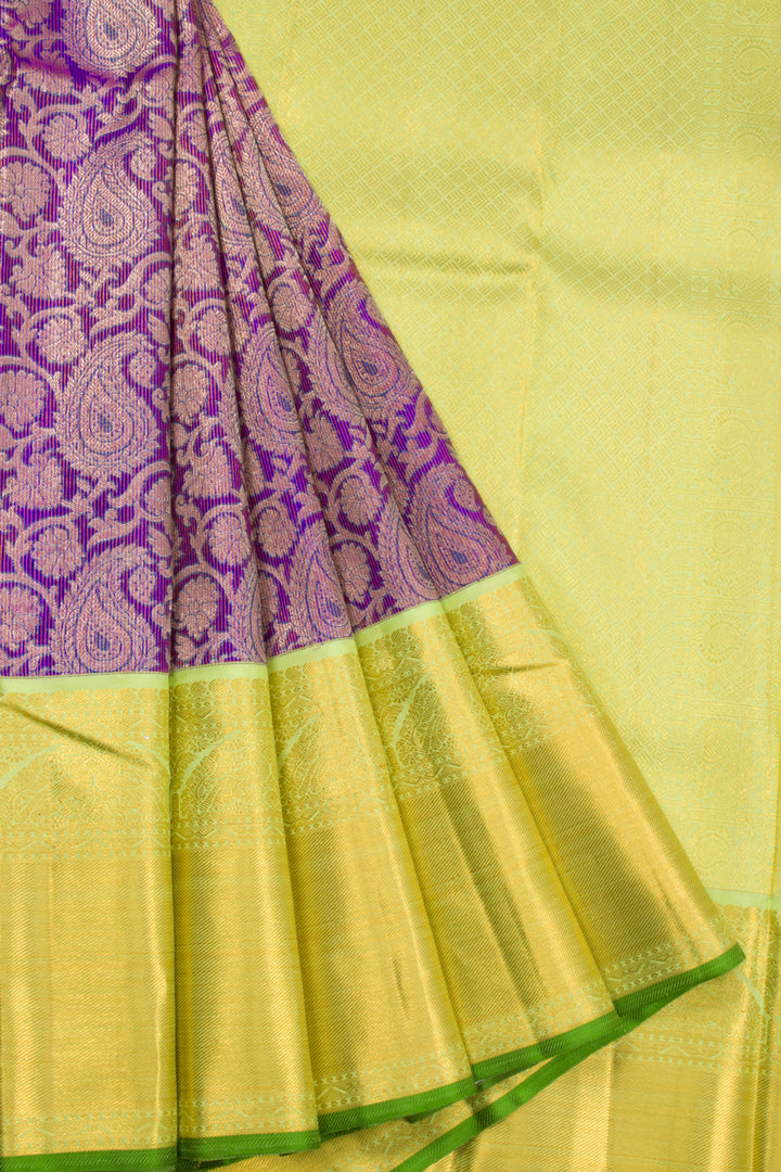 Purple Pure Zari Korvai Bridal Kanjivaram Silk Saree 10072758