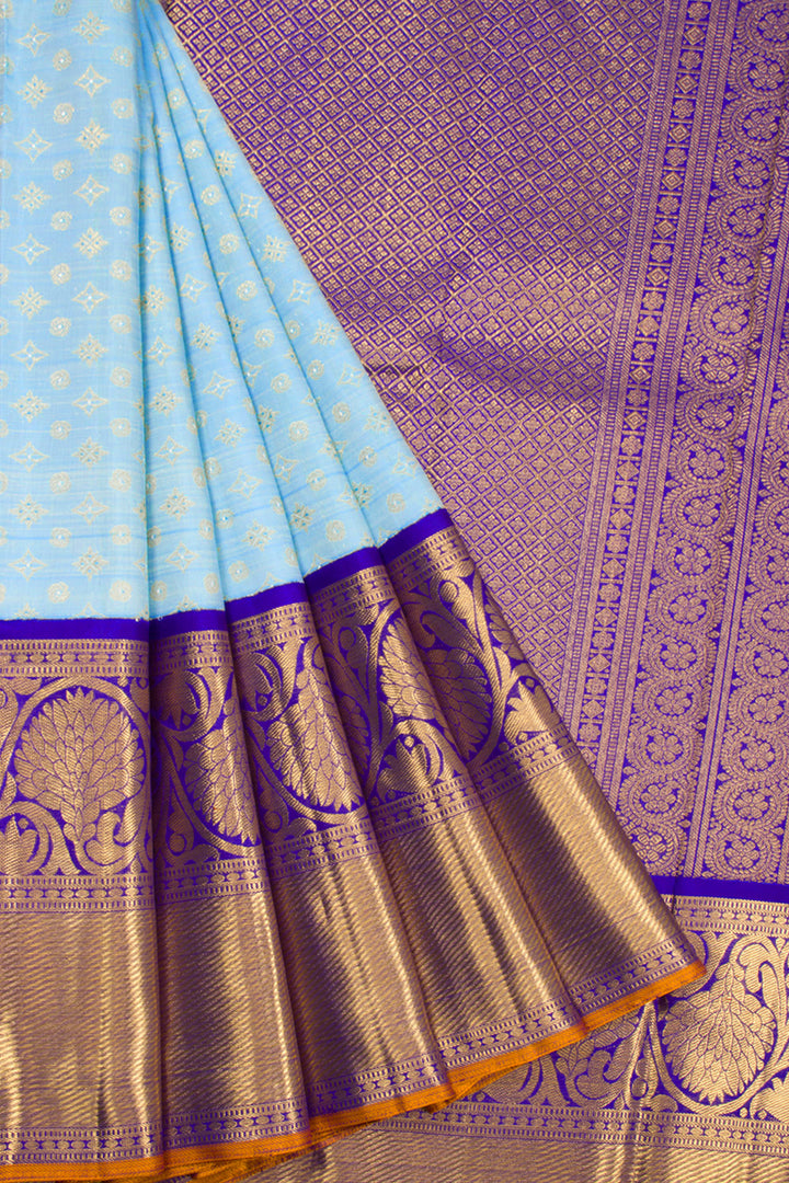 Pastel Blue Pure Zari Korvai Bridal Kanjivaram Silk Saree 10072759