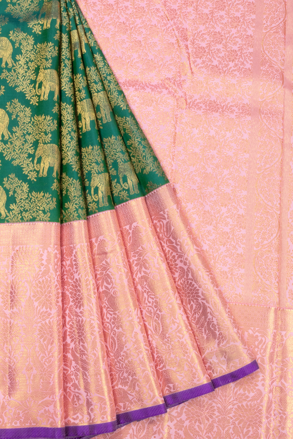 Green Korvai Bridal Kanjivaram Silk Saree 10072760