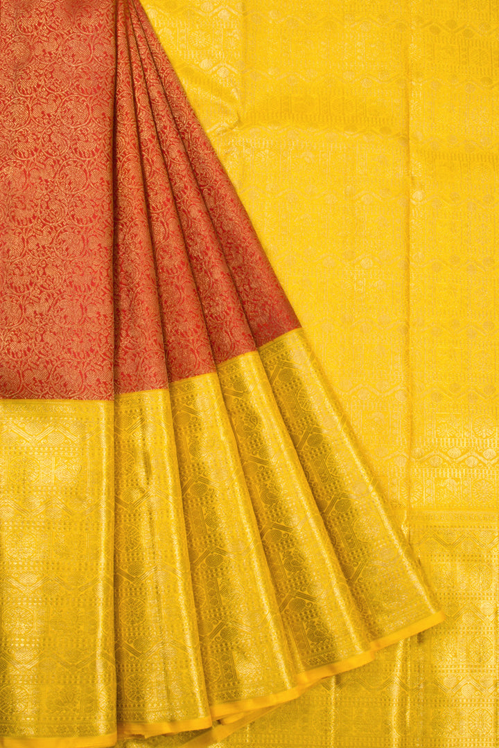 Maroon Pure Zari Korvai Bridal Kanjivaram Silk Saree 10072762