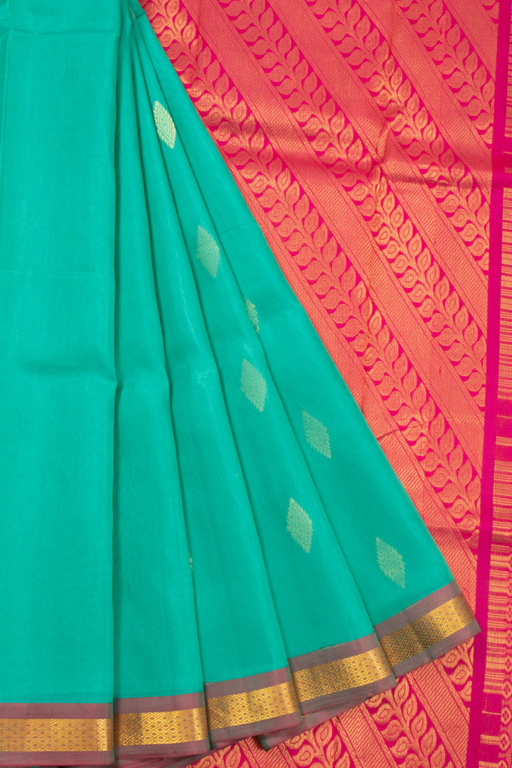 Teal Green Handloom Kanchipuram Pure Silk Saree 10072806