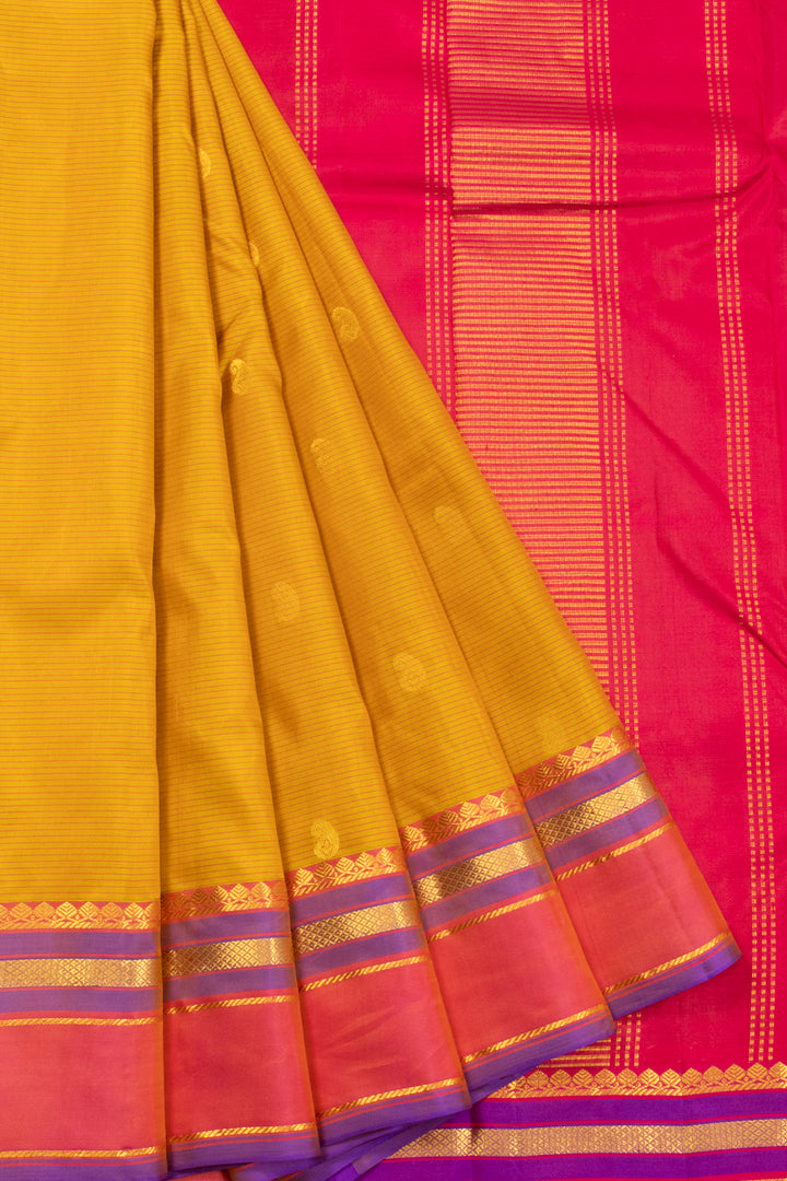 Yellow Kanchipuram Pure Silk Saree 10072814