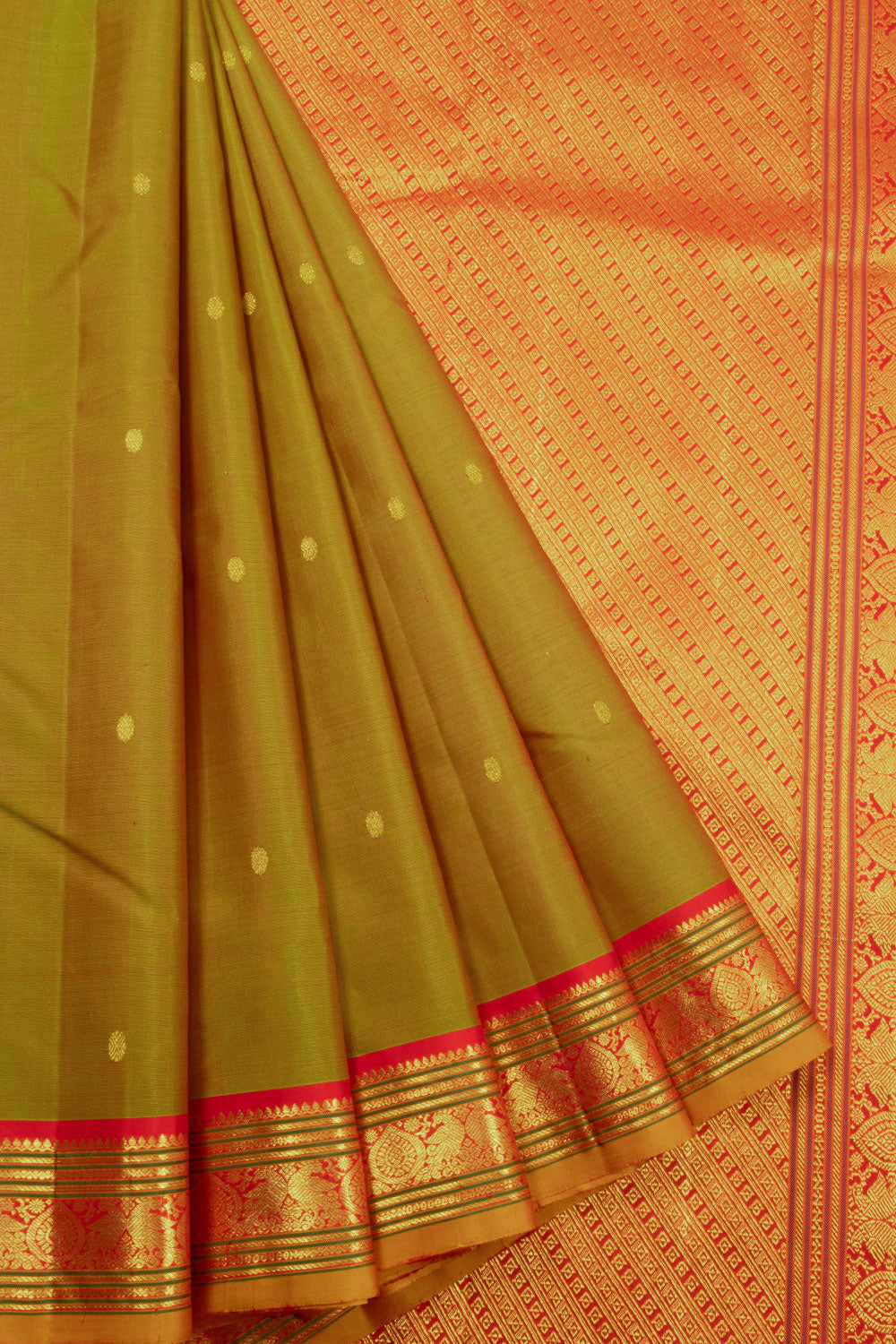 Green Handloom Pure Silk Kanjivaram Saree 10072831