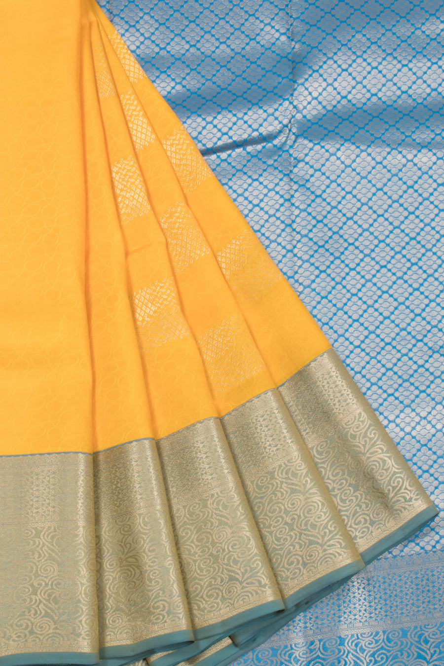 Yellow Handloom Kanjivaram Blended Silk Saree 10072899