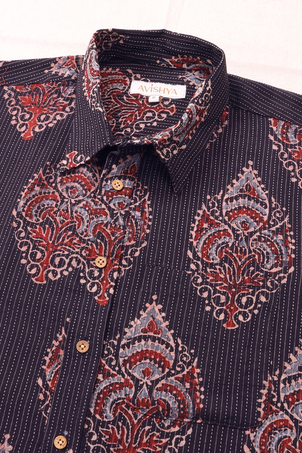 Brown Half Sleeve Ajrakh Printed Cotton Mens Shirt 10072997