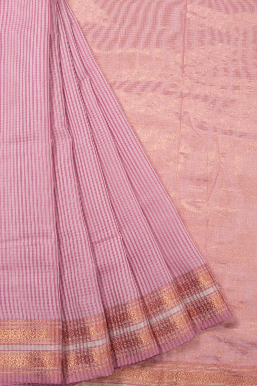 Pink Handloom Maheshwari Silk Cotton Saree 10073133