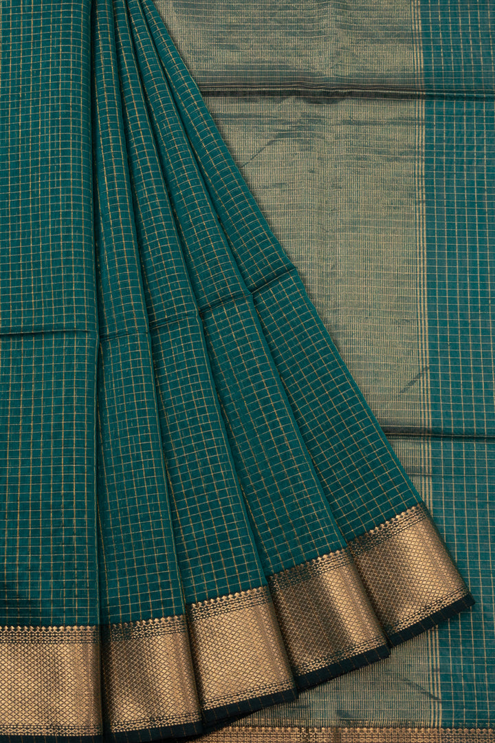 Green Handloom Maheshwari Silk Cotton Saree 10073142