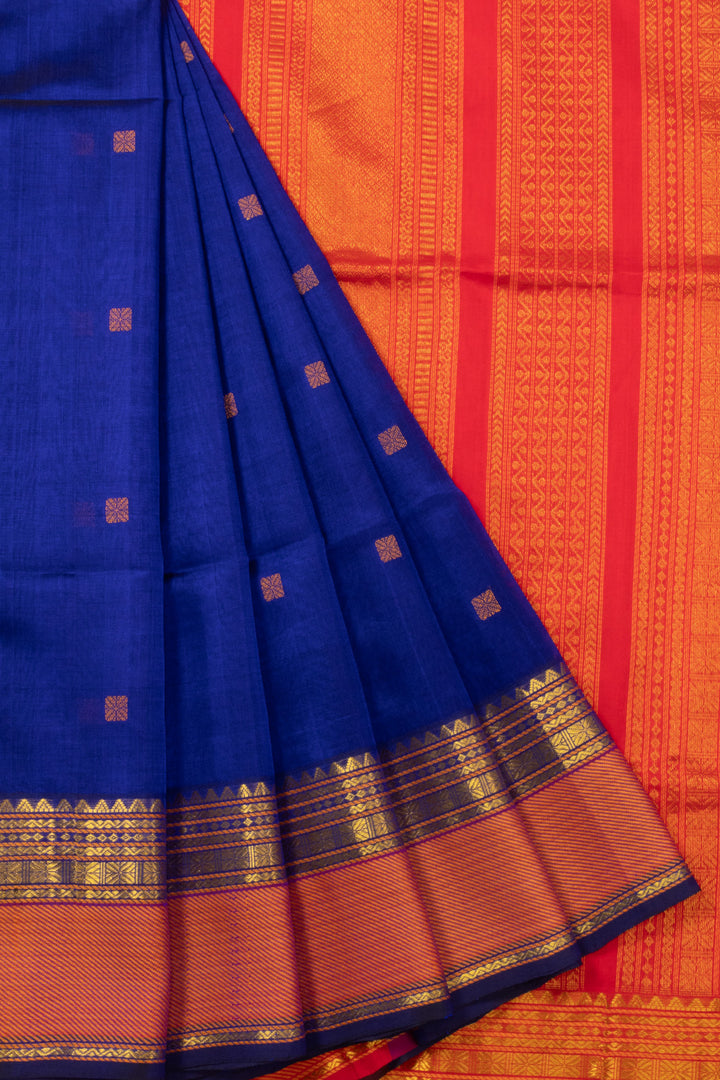 Blue Handloom Kanchi Silk Cotton Saree 10073573